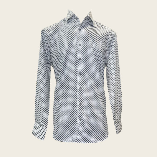 White print dots shirt, mesmerizing geometric dots motifs print