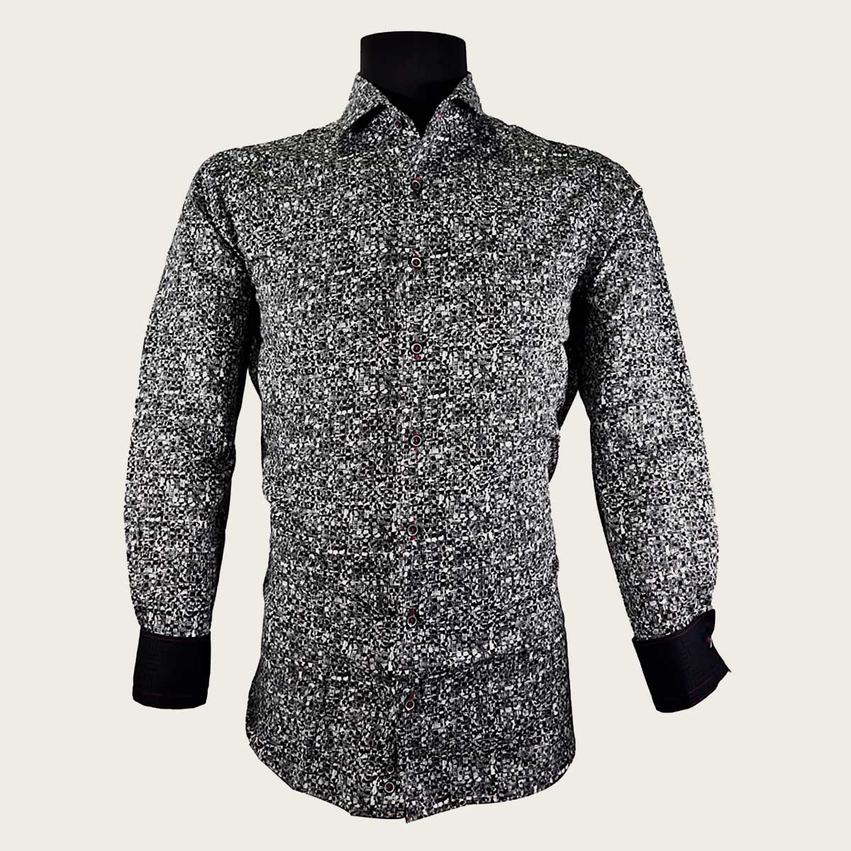 Black shirt for men with print in contrasting colors