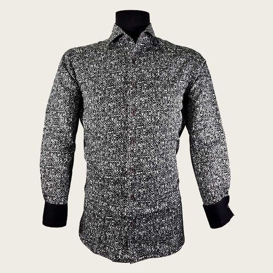 Black shirt for men with print in contrasting colors