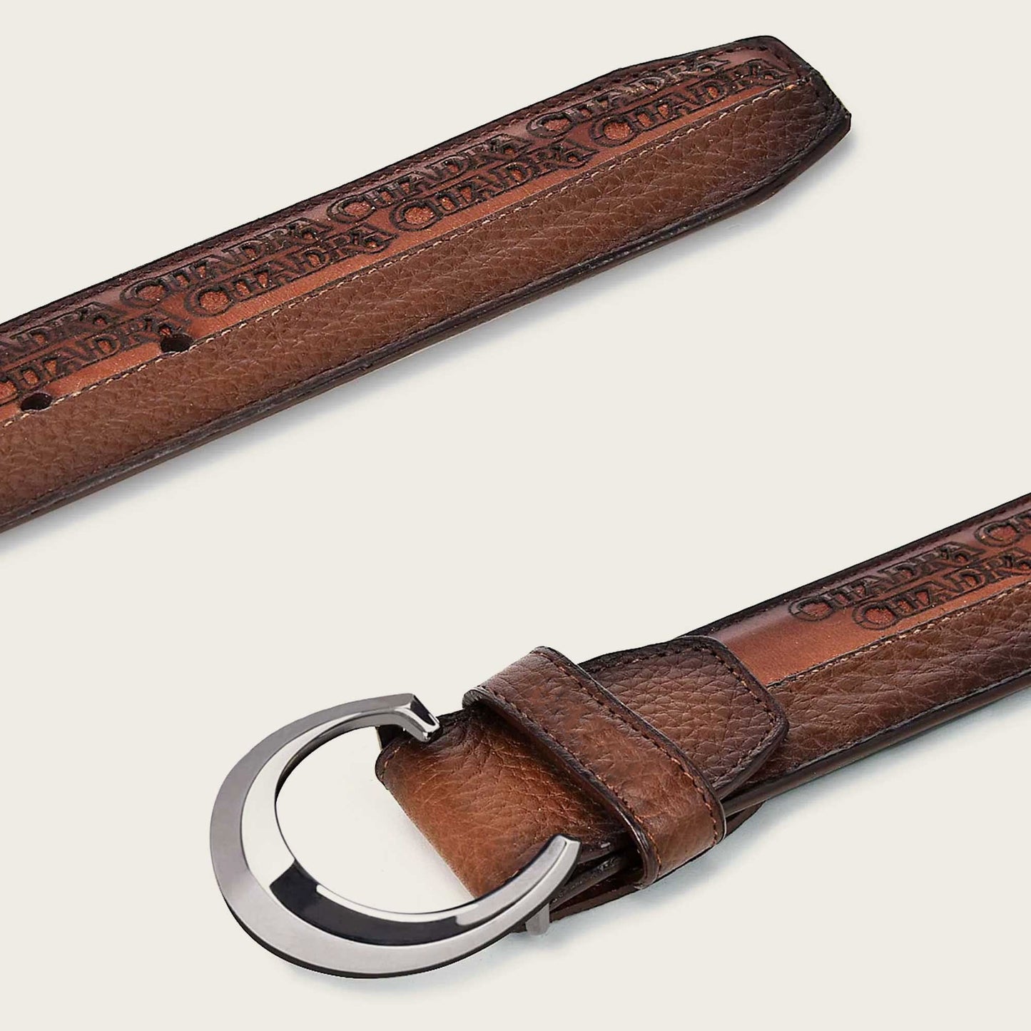 Engraved honey urban leather belt