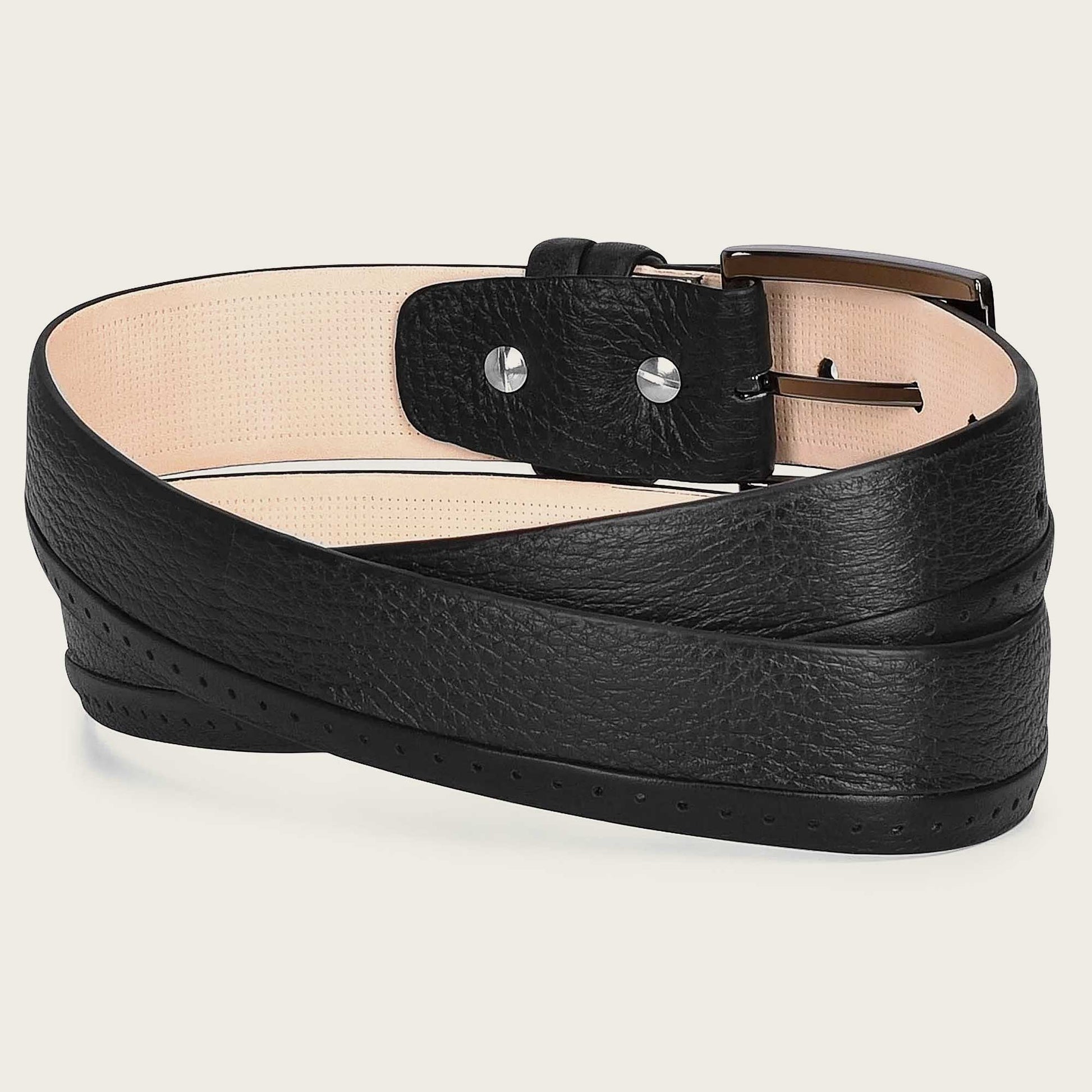 Perforated black leather belt 4