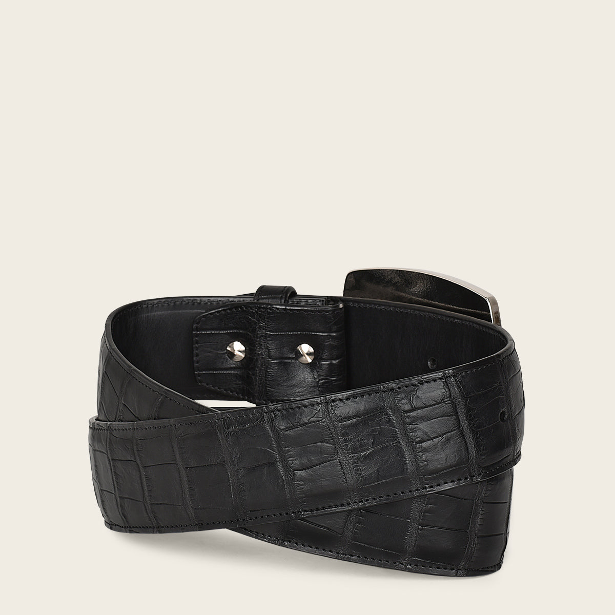 Cinturón tradicional de piel alto color negro