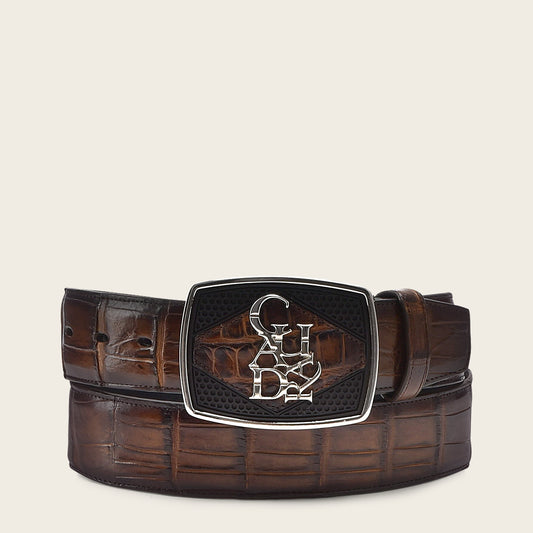Traditional honey high exotic leather western belt
