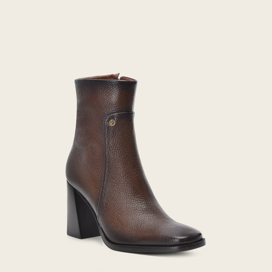 Honey brown leather minimalistic and elegant bootie