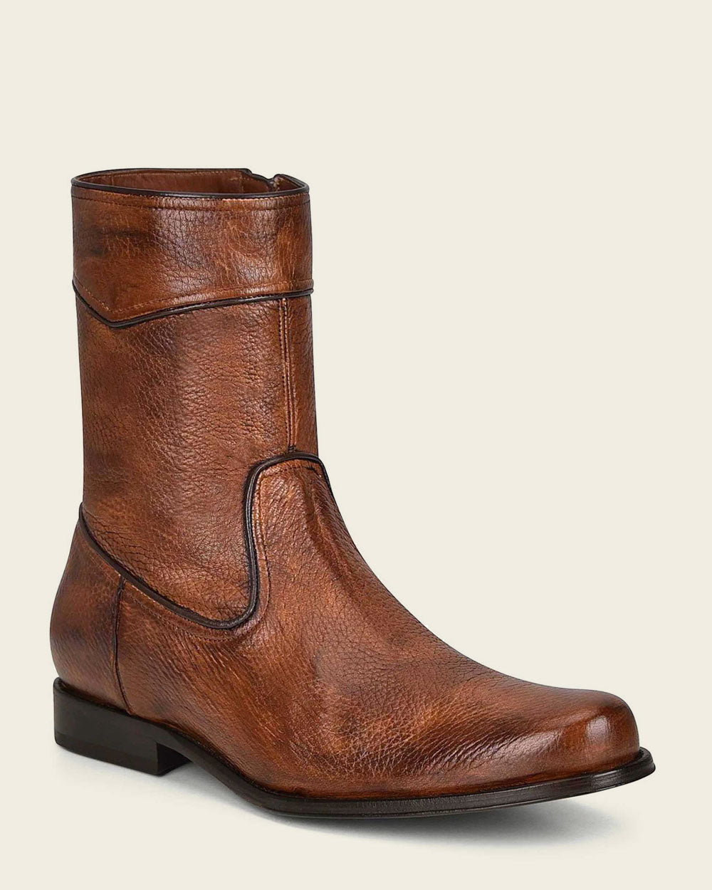Introducing our exceptional Men's Hand-painted honey deer leather boots by franco cuadra - a testament to elegance and comfort.