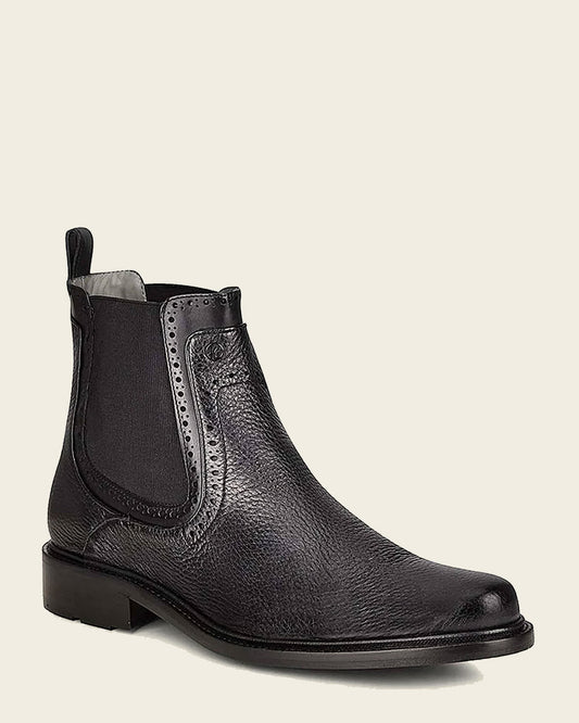 Introducing our Men's Black deer leather Chelsea boots in Genuine Deer leather, a footwear marvel designed for both style and comfort.
