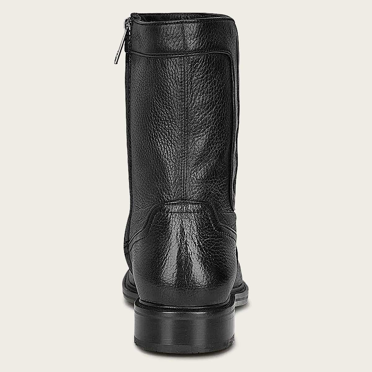 black hand-painted leather dress boot
