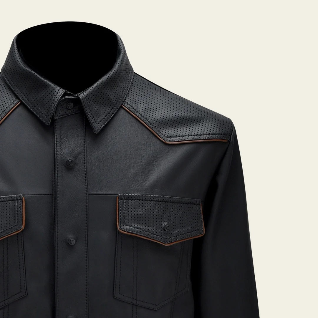 Camisole black leather jacket