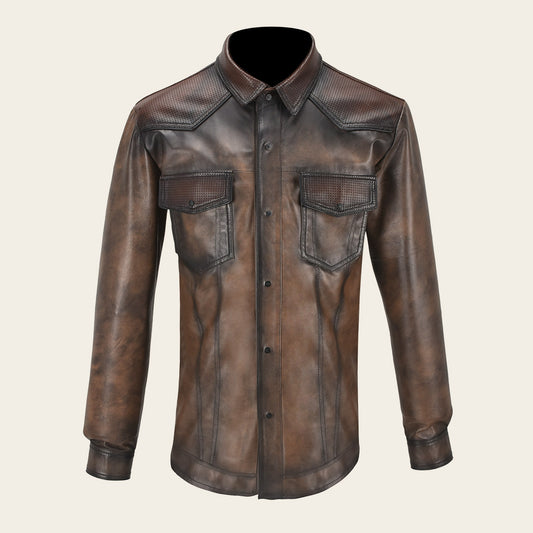 Camisole dark brown leather jacket