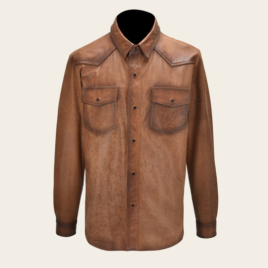 Camisole honey brown leather jacket