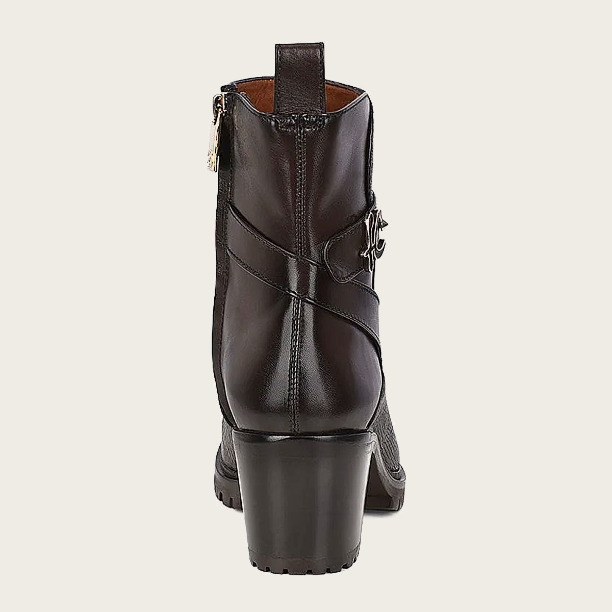 Dark brown deer leather urban booties, Ankle boot for women in genuine deerskin and bovine leather. 