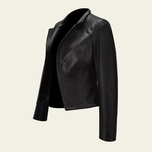 Womens black leather elegant jacket