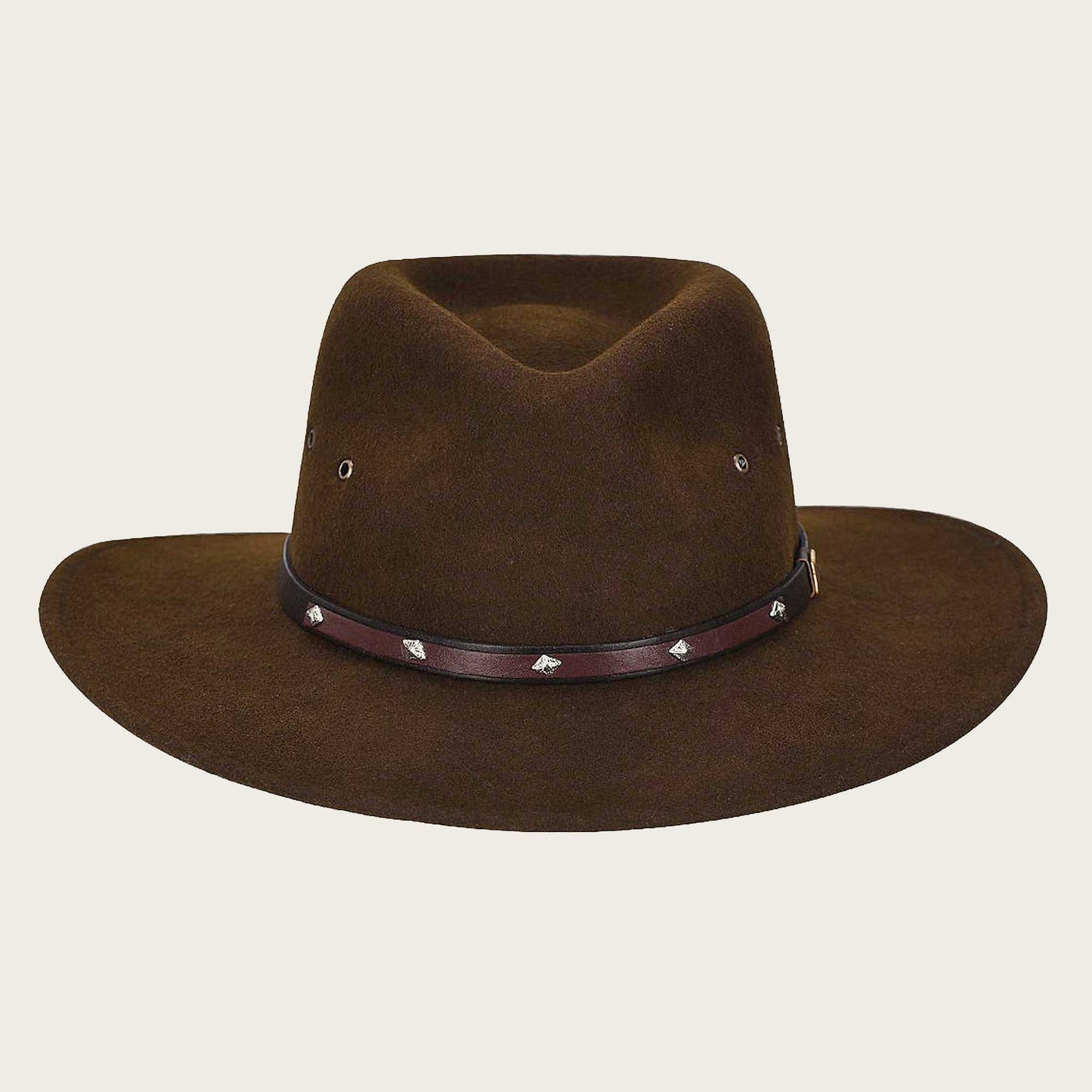 Brown wool hat with leather belt