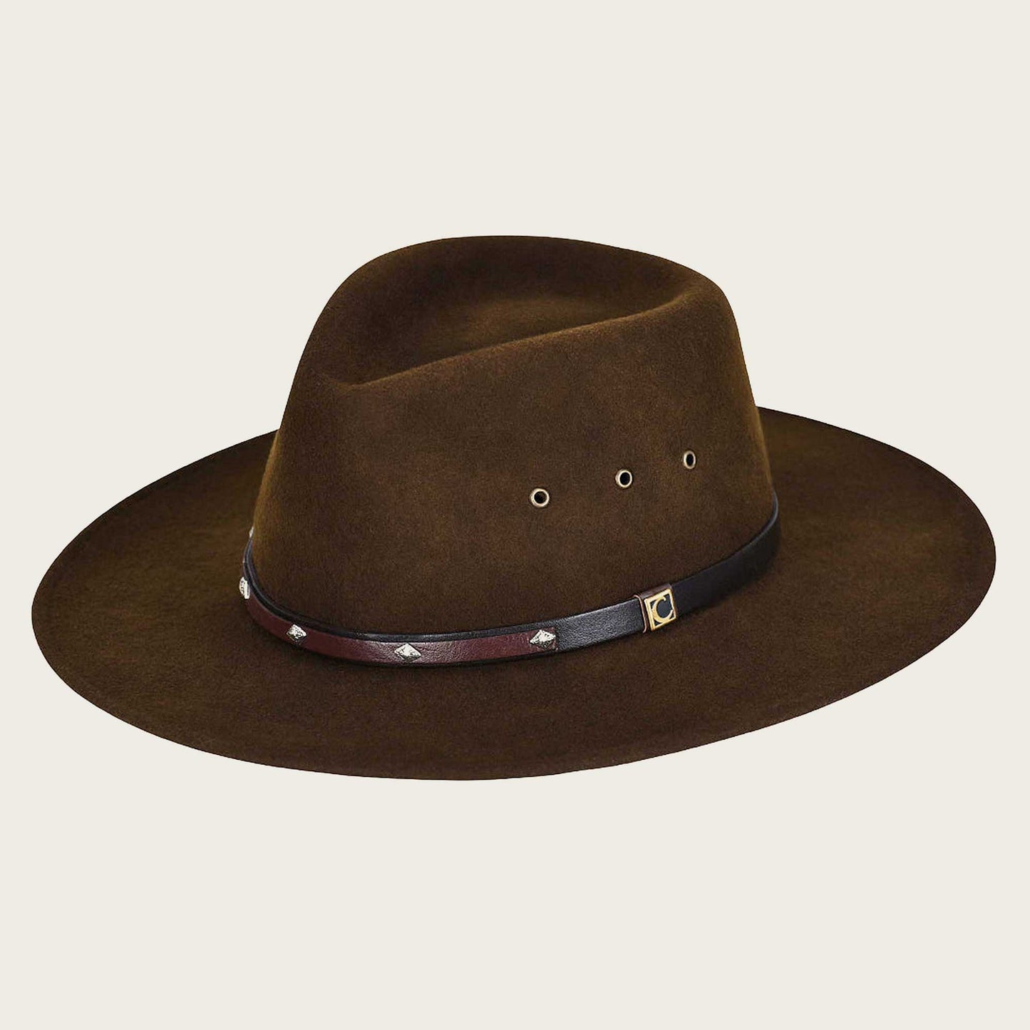 Brown wool hat with leather belt 2
