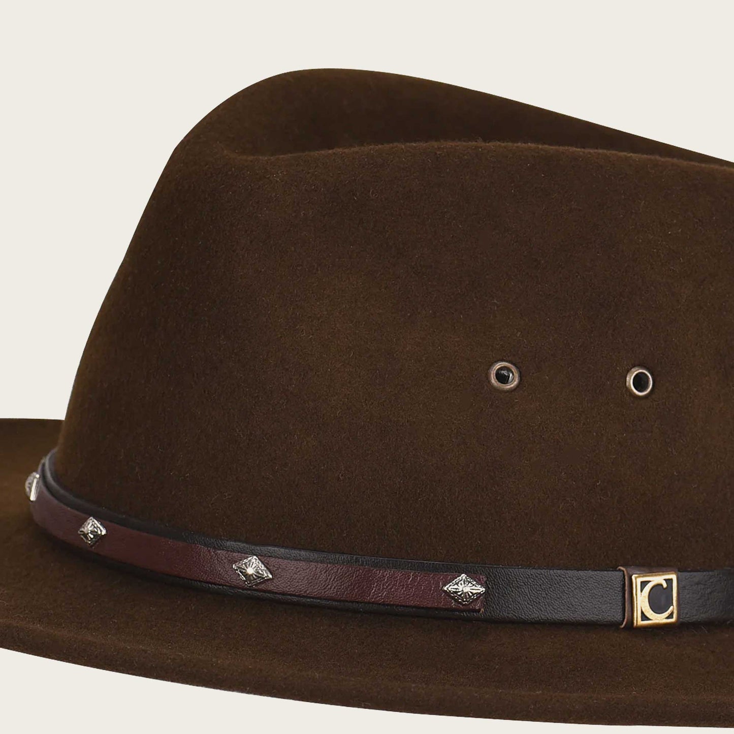 Cuadra brown wool hat with leather belt