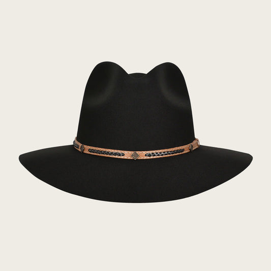 Black Wool Hat With Decorated Belt