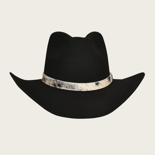 Cuadra black hat with leather cow fur belt