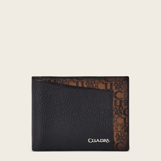 Handmade bifold black leather wallet