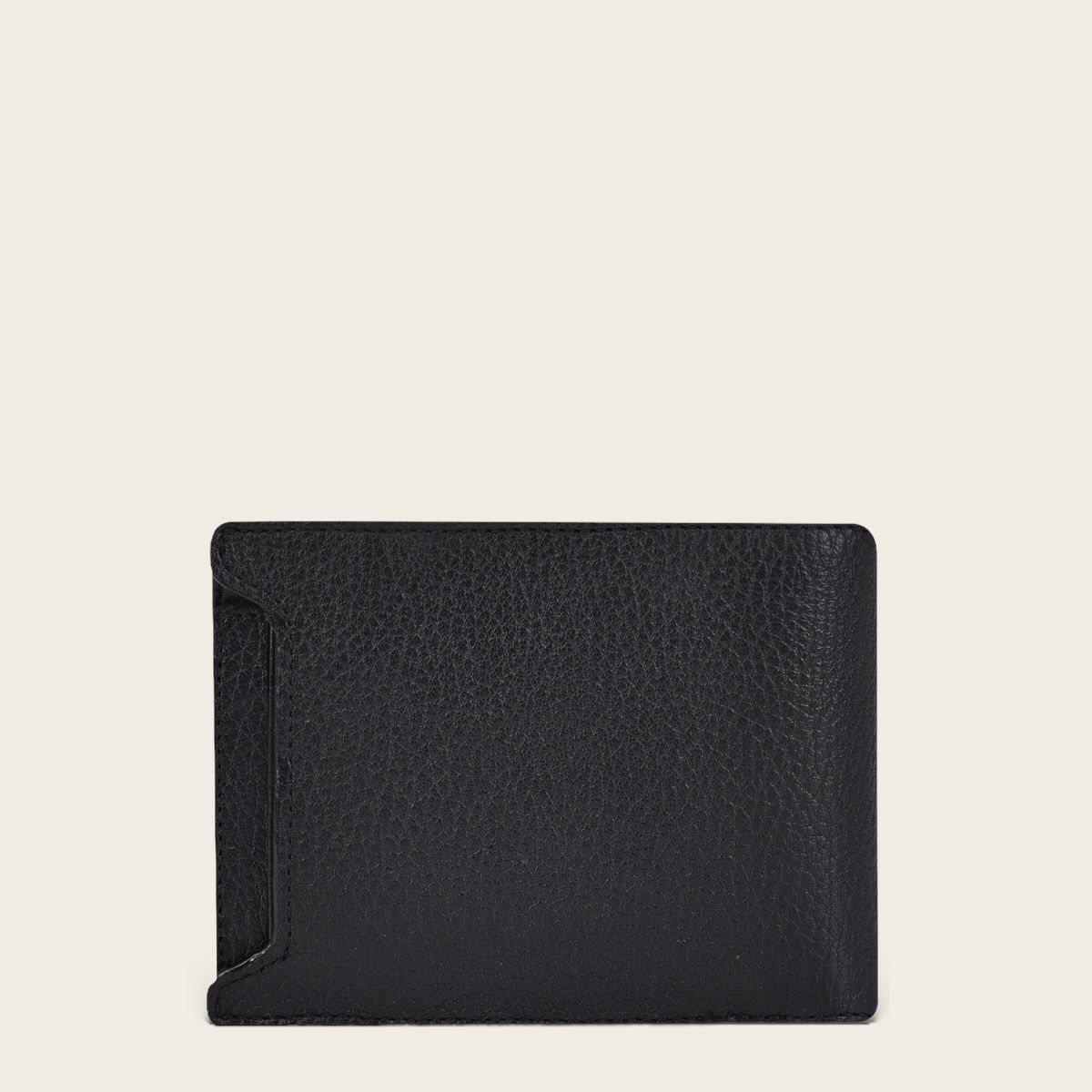 Leather Bifold Coin Wallet in Black - Men
