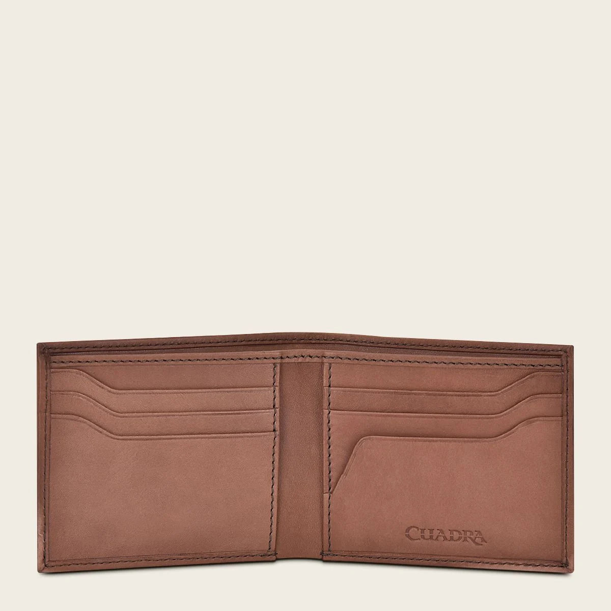 Brown bovine leather wallet with gradient color finish