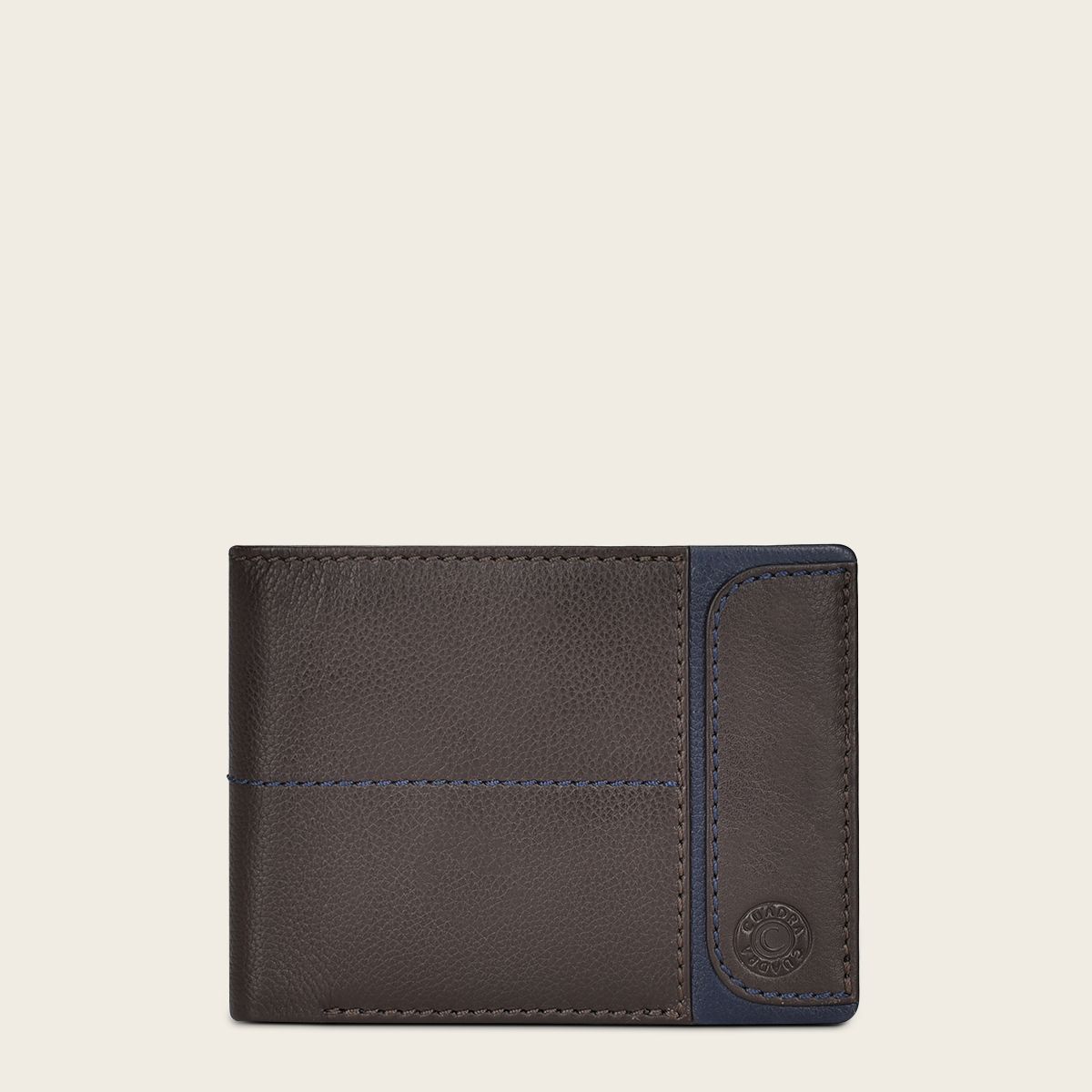 Brown bovine bifold leather wallet 