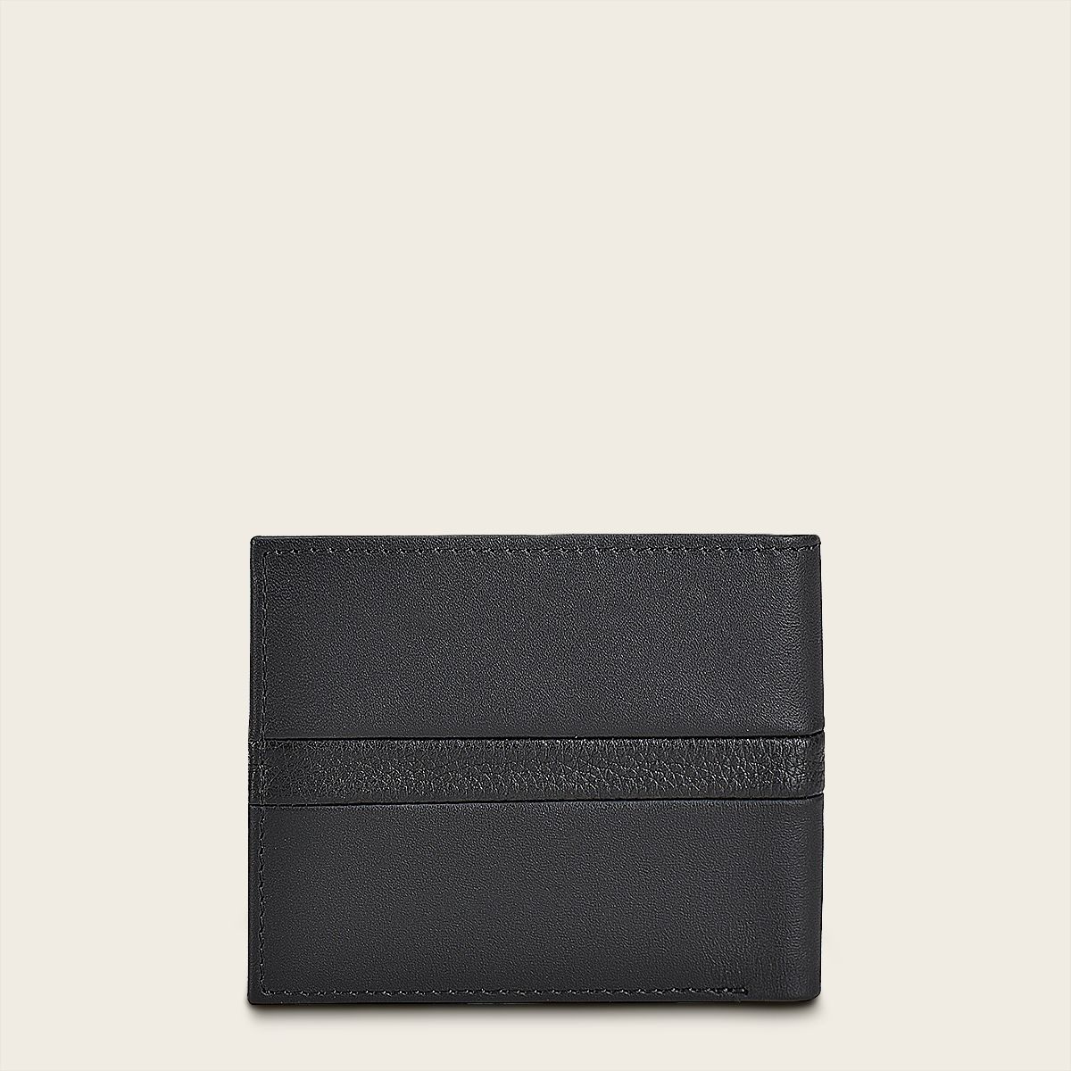 Contrasting leather strap black leather wallet 4