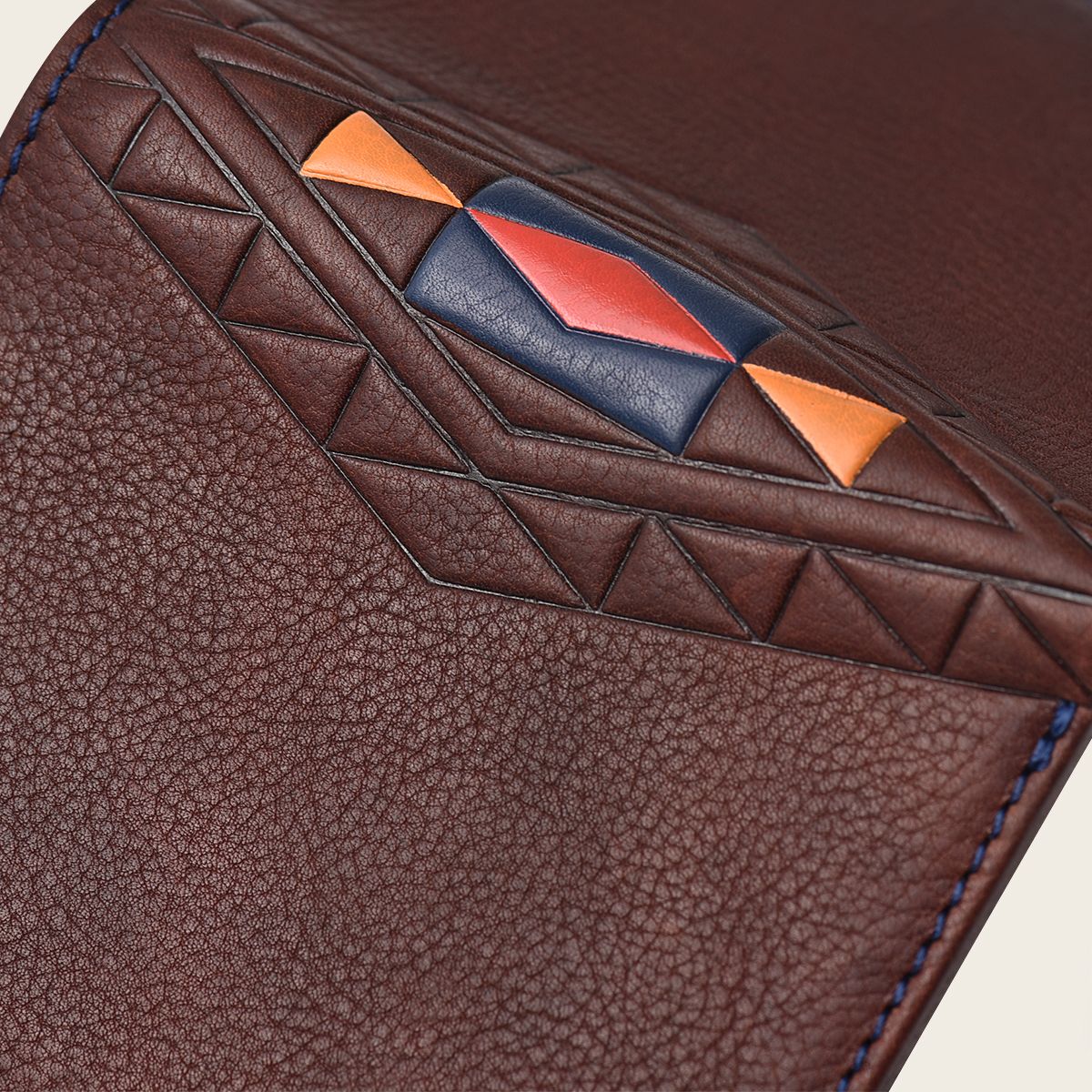 Brown and colored bovine leather wallet 5