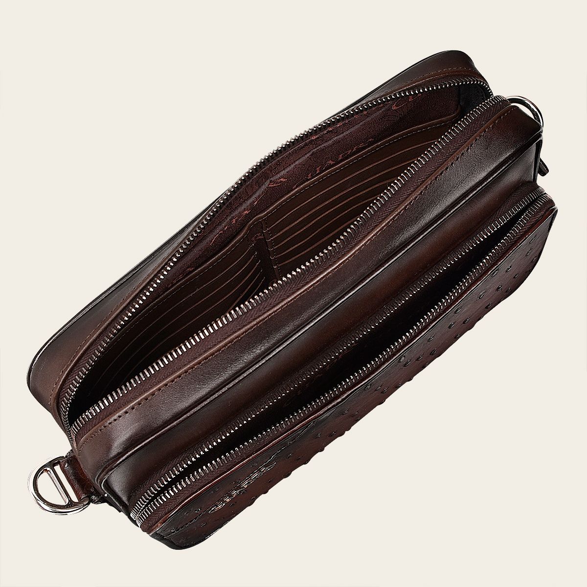 Dark brown exotic leather shoulder bag