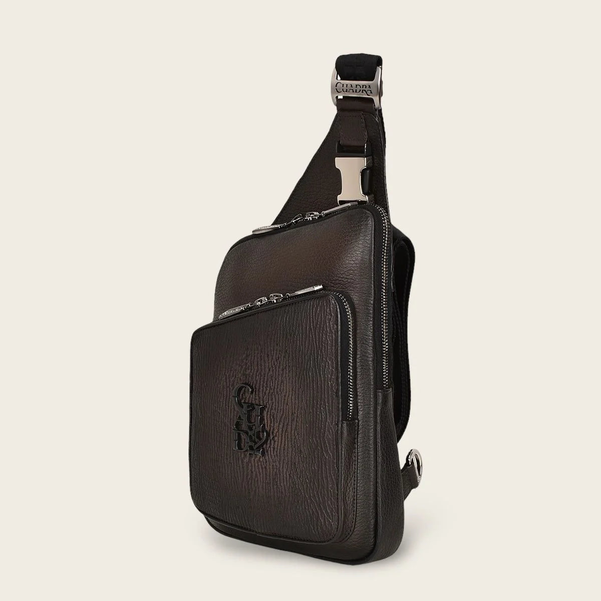 Mens Brown exotic leather shoulder bag - BOC15TI - Cuadra Shop