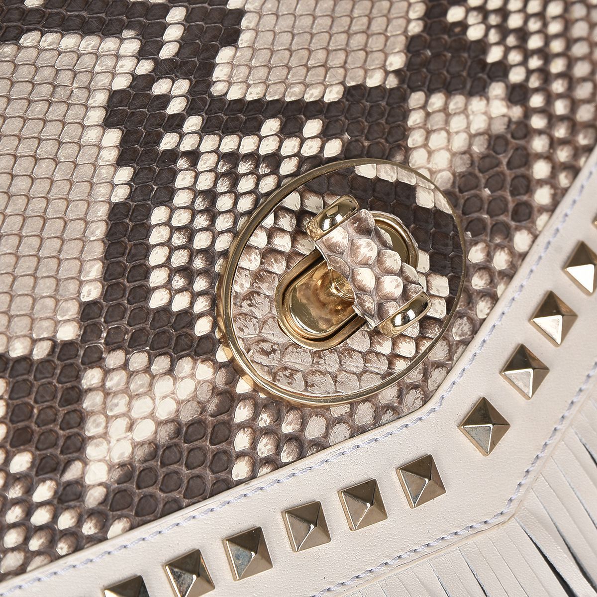 Handmade white exotic leather casual handbag