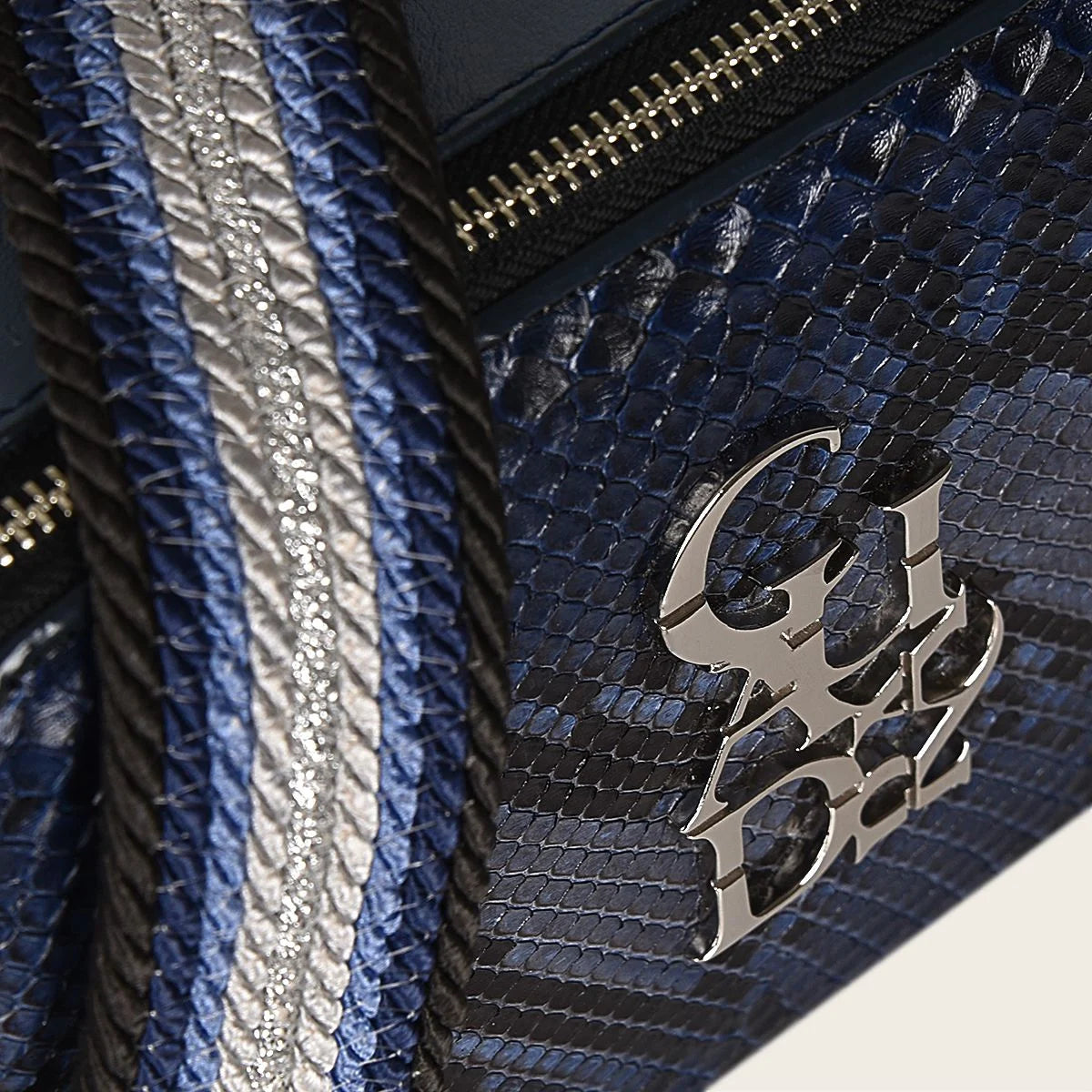 Blue exotic leather crossbody bag