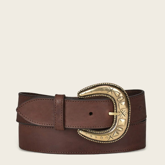brown leather cowboy belt in bovine leather