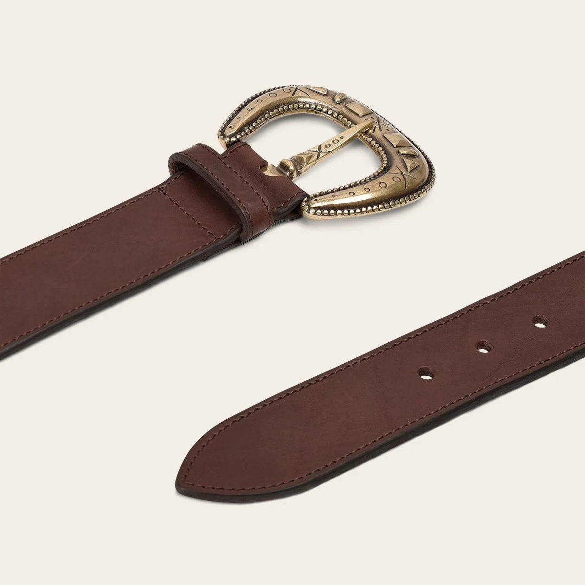 Casual brown leather cowboy belt