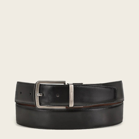 Formal reversible black leather belt