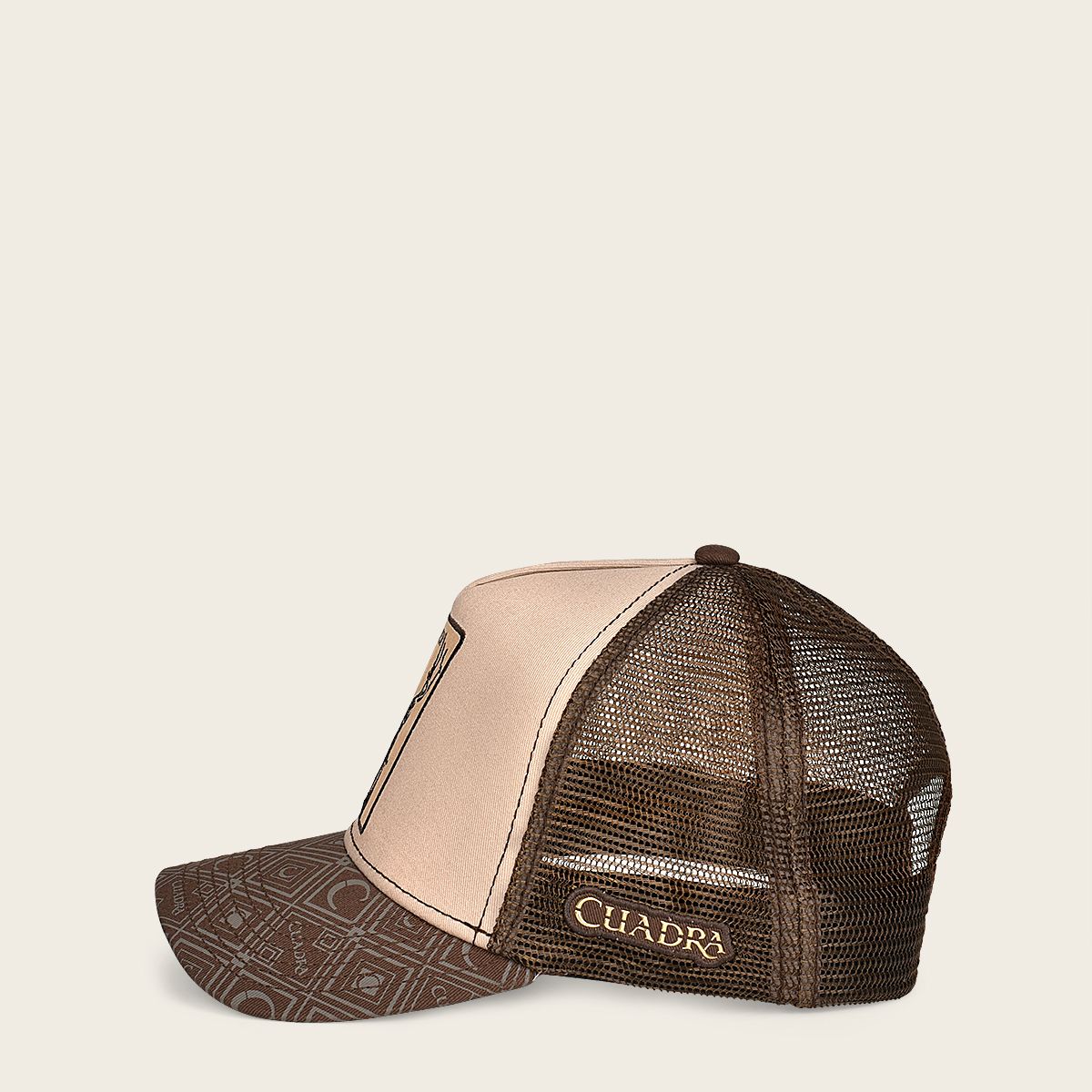 Brown snapback cap with deer patch 3