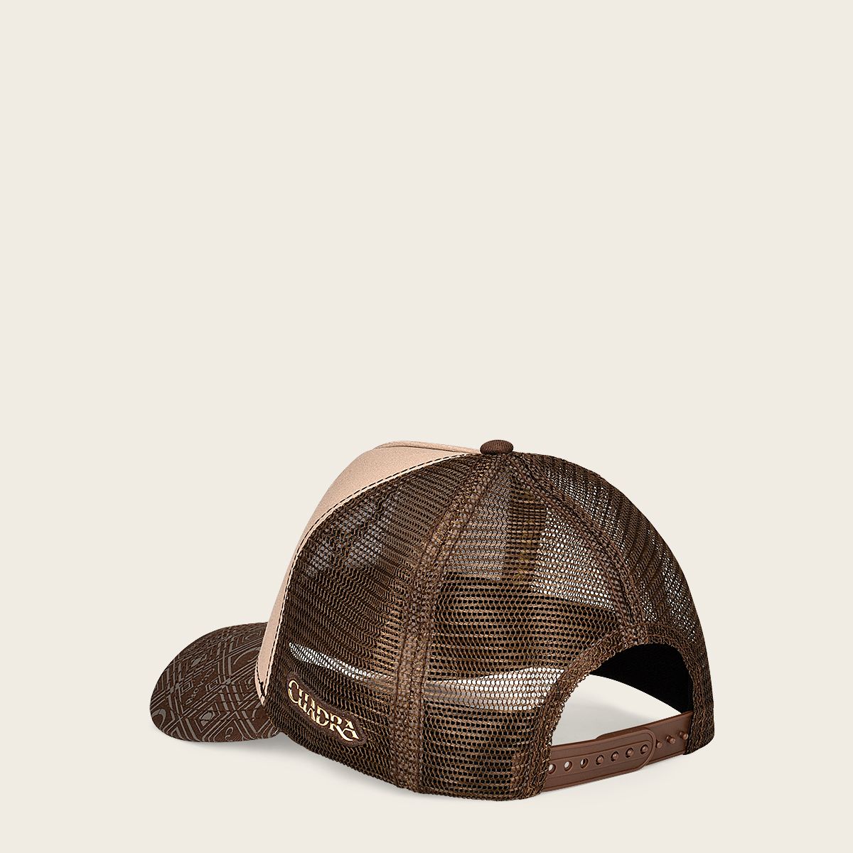 Brown snapback cap with deer patch 4