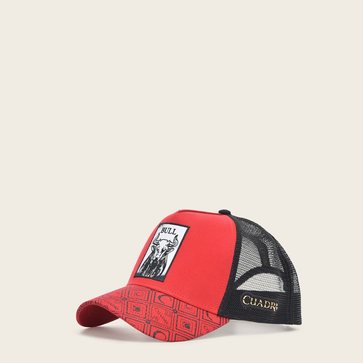 Cuadra red cap with embroidery bull patch
