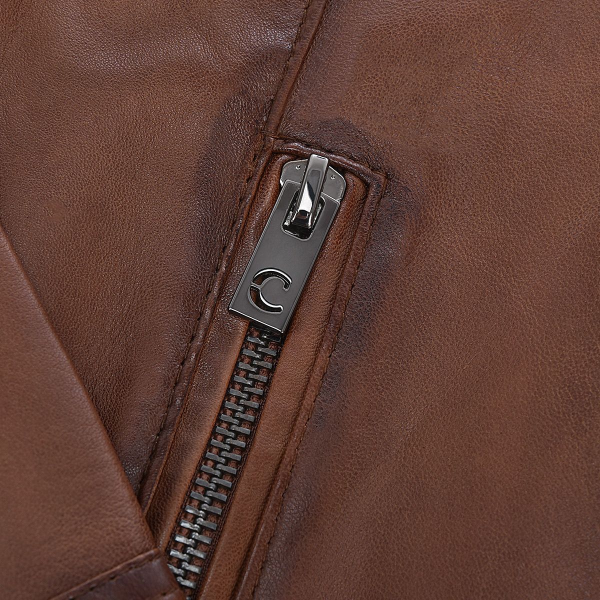 Womens honey leather jacket with decorative pockets - MCMP004 - Cuadra Shop