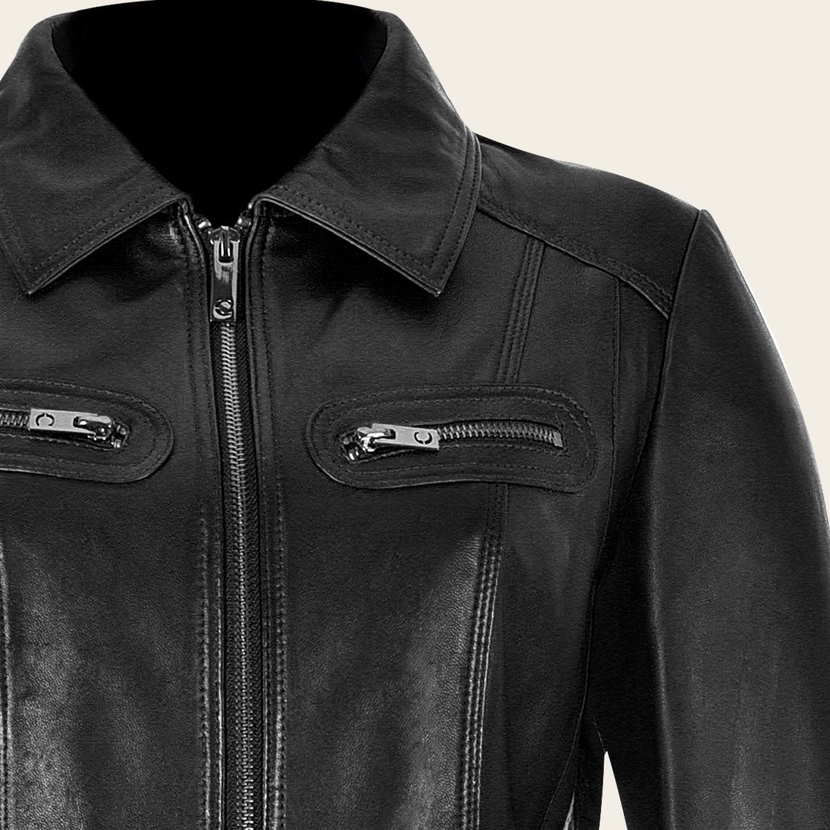 Black leather shearling jacket - M275BOB - Cuadra Shop