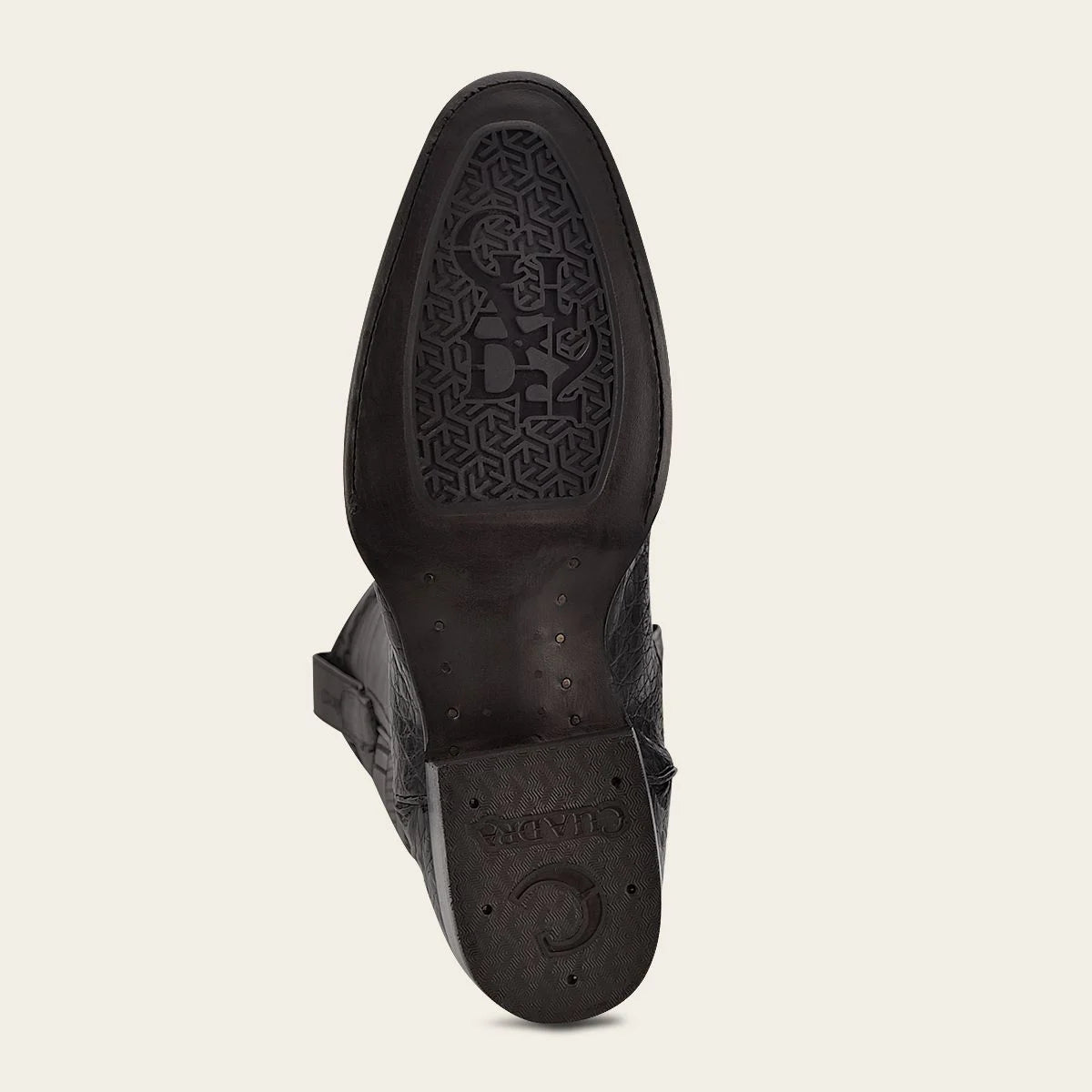 Geometrical engraved black cayman leather boot