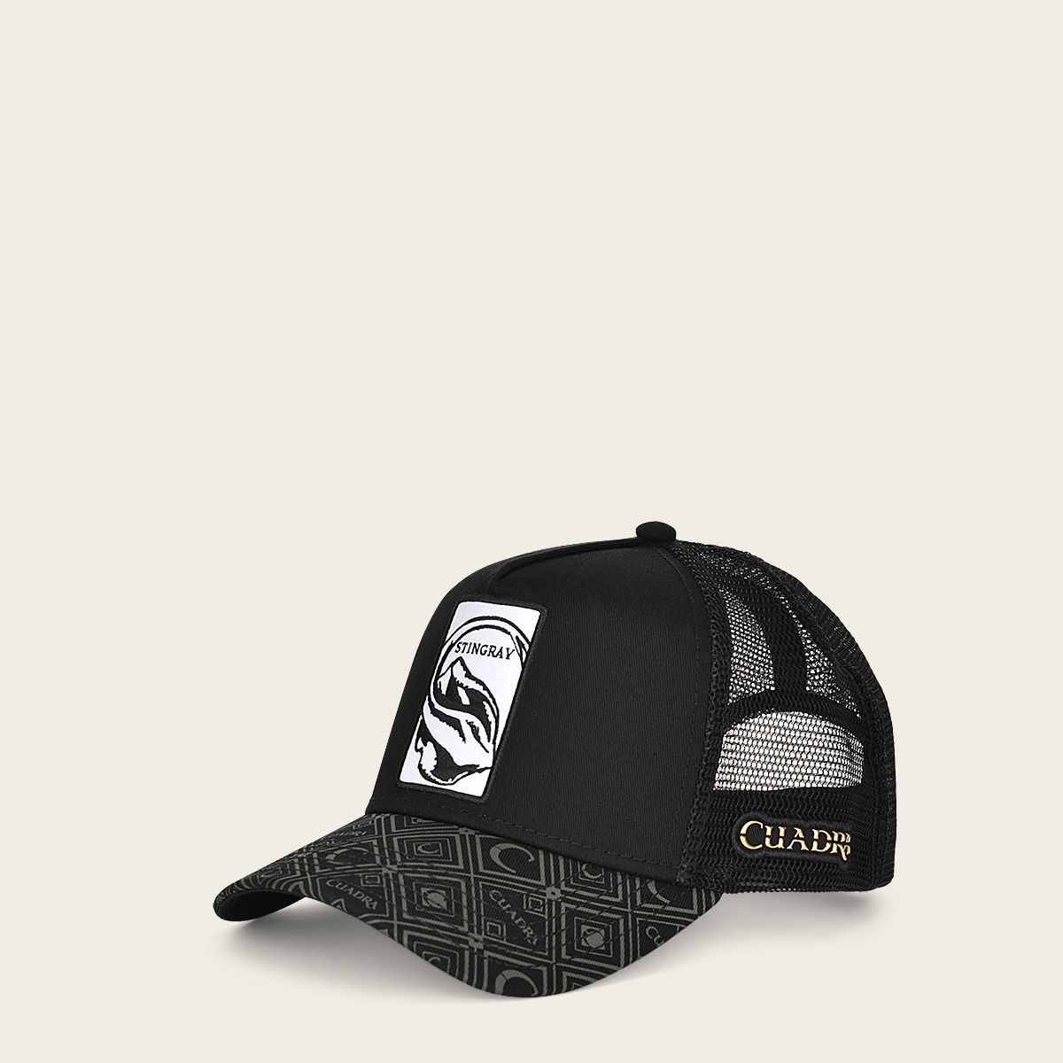 Cuadra black cap with embroidery stingray patch
