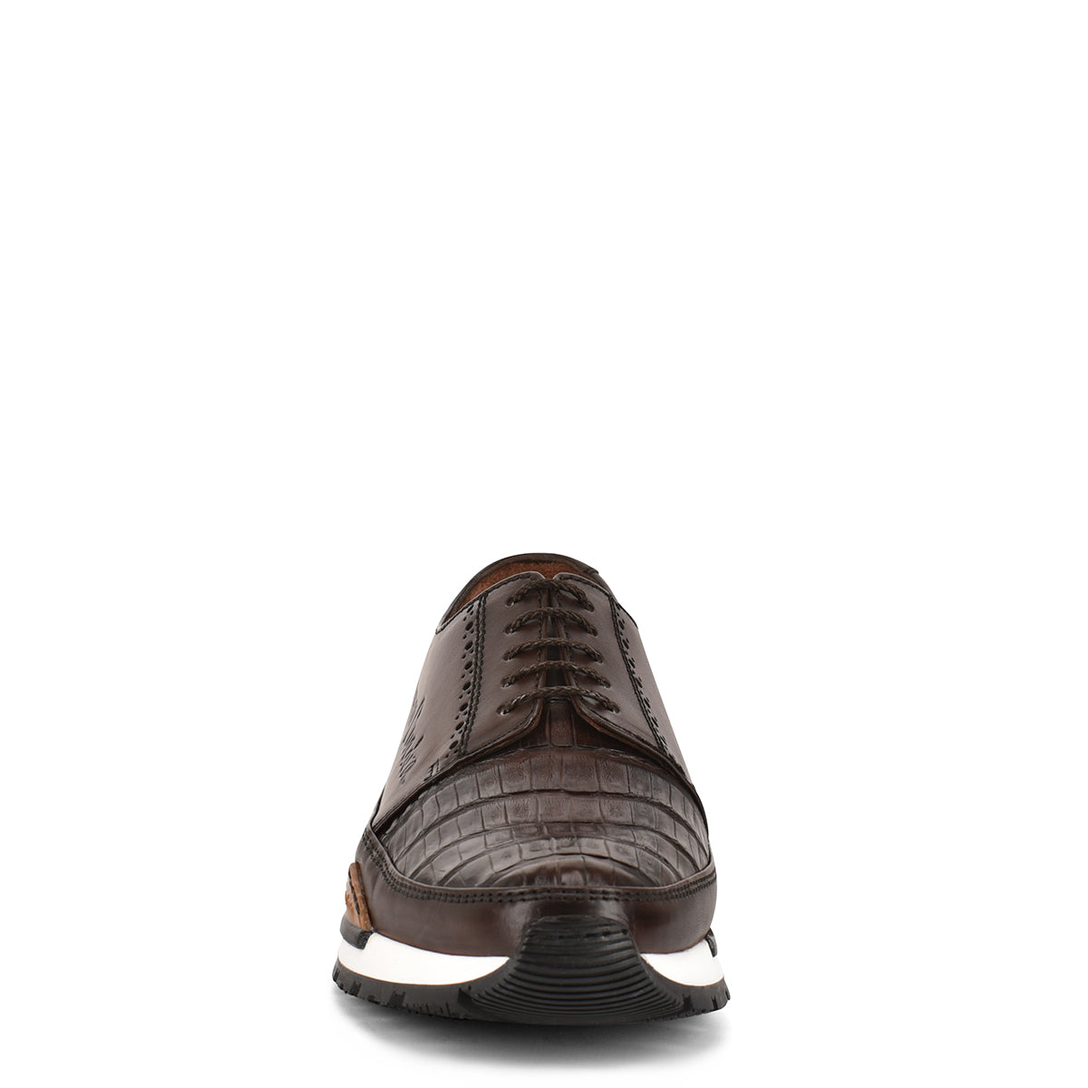 Hand-painted brown exotic leather sneakers
