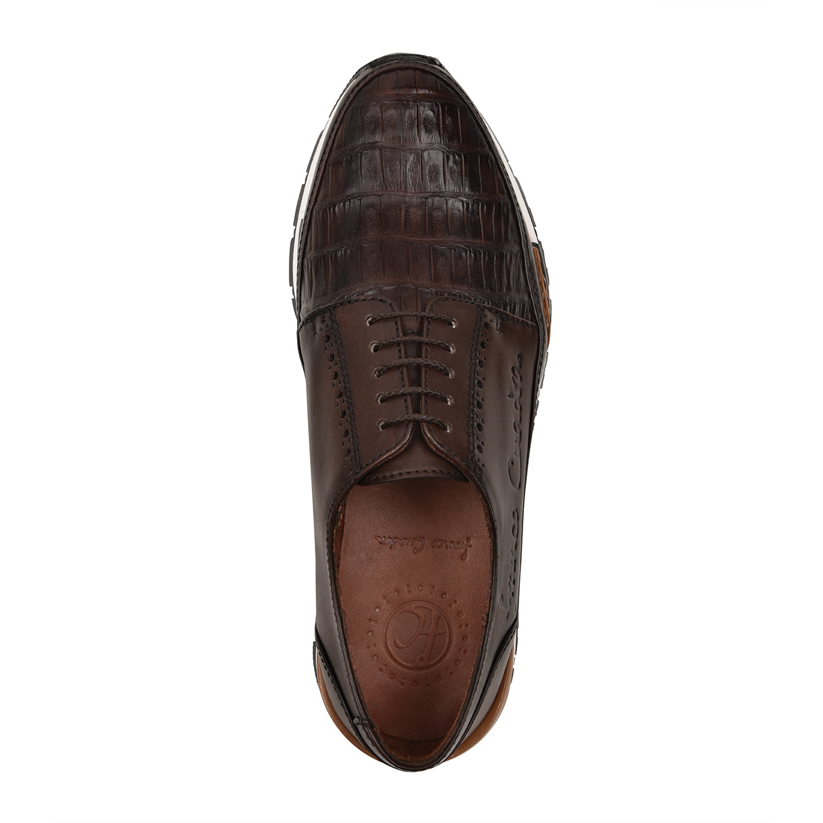Brown exotic leather shoes with laces