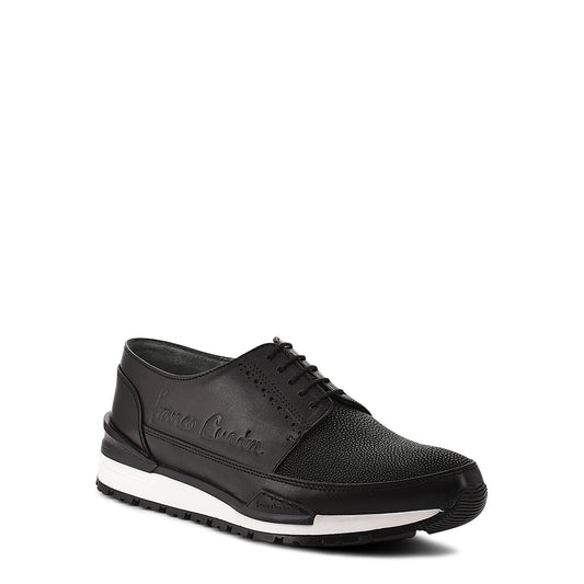 black exotic leather sneakers, bovine leather and stingray leather