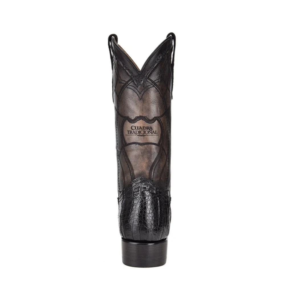 Engraved cayman leather western boots