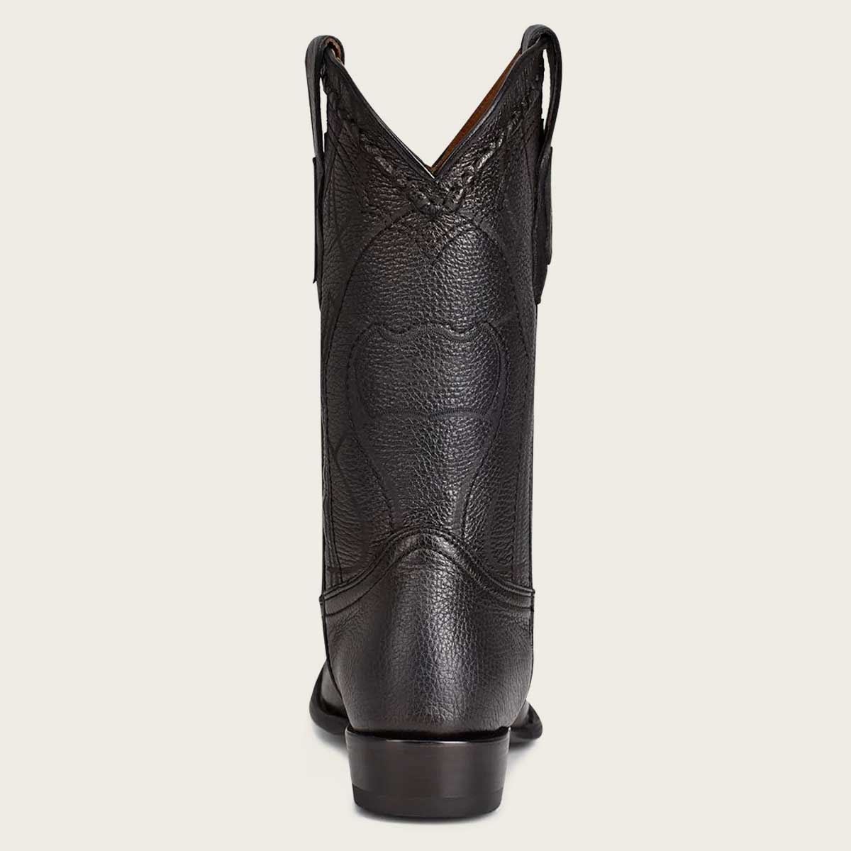 Engraved exotic black leather cowboy boots - 1B1DMA - Cuadra Shop