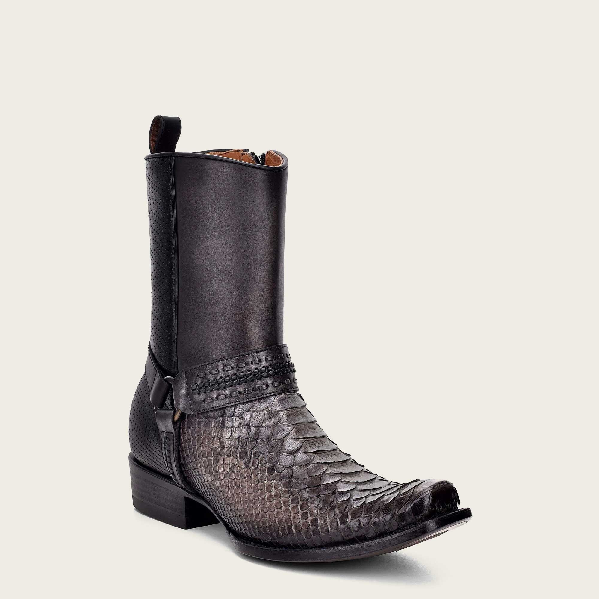 Handwoven grey python leather boots - 1J1RPH - Cuadra Shop