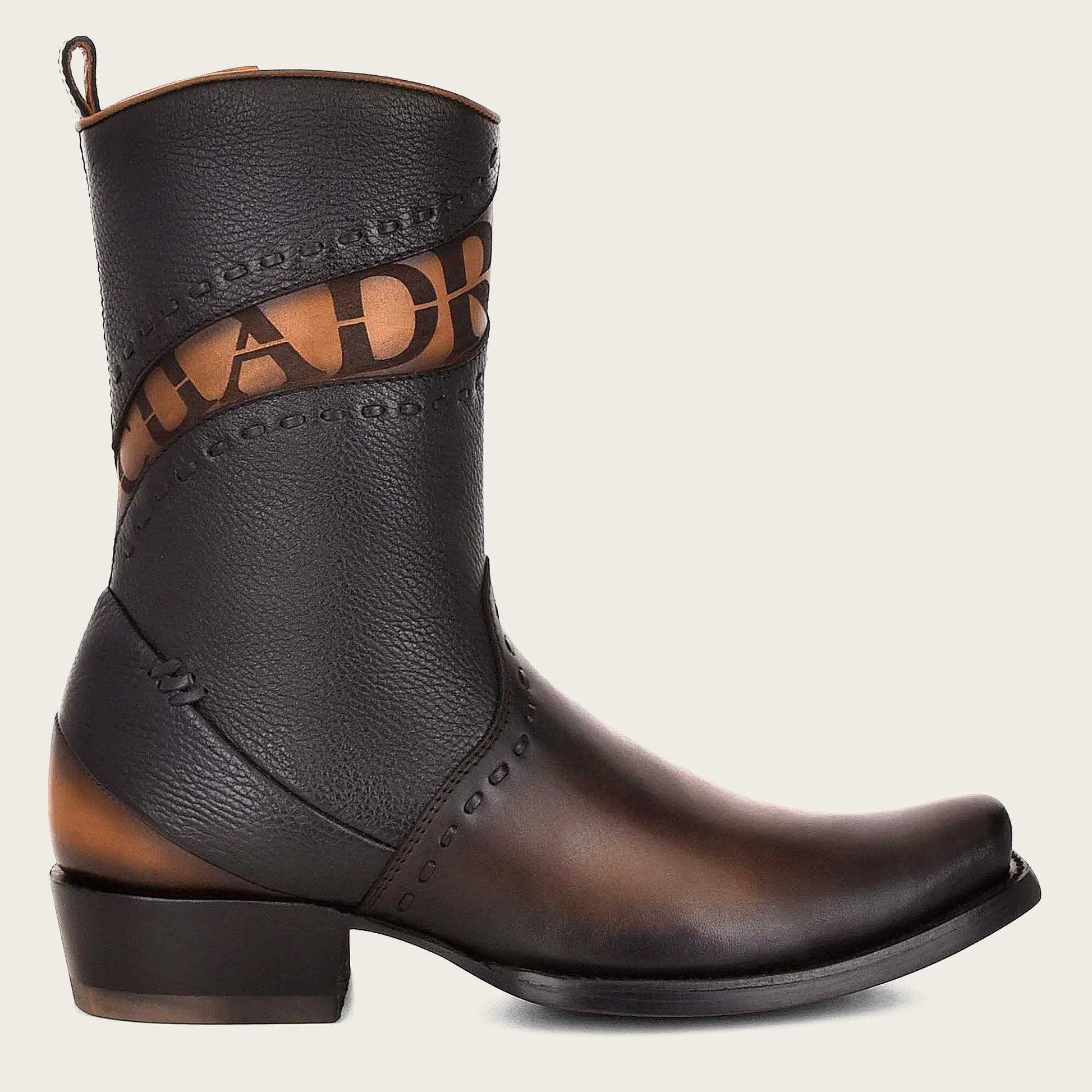 Brown leather engraved boots, for women - 3F66PH - Cuadra Shop