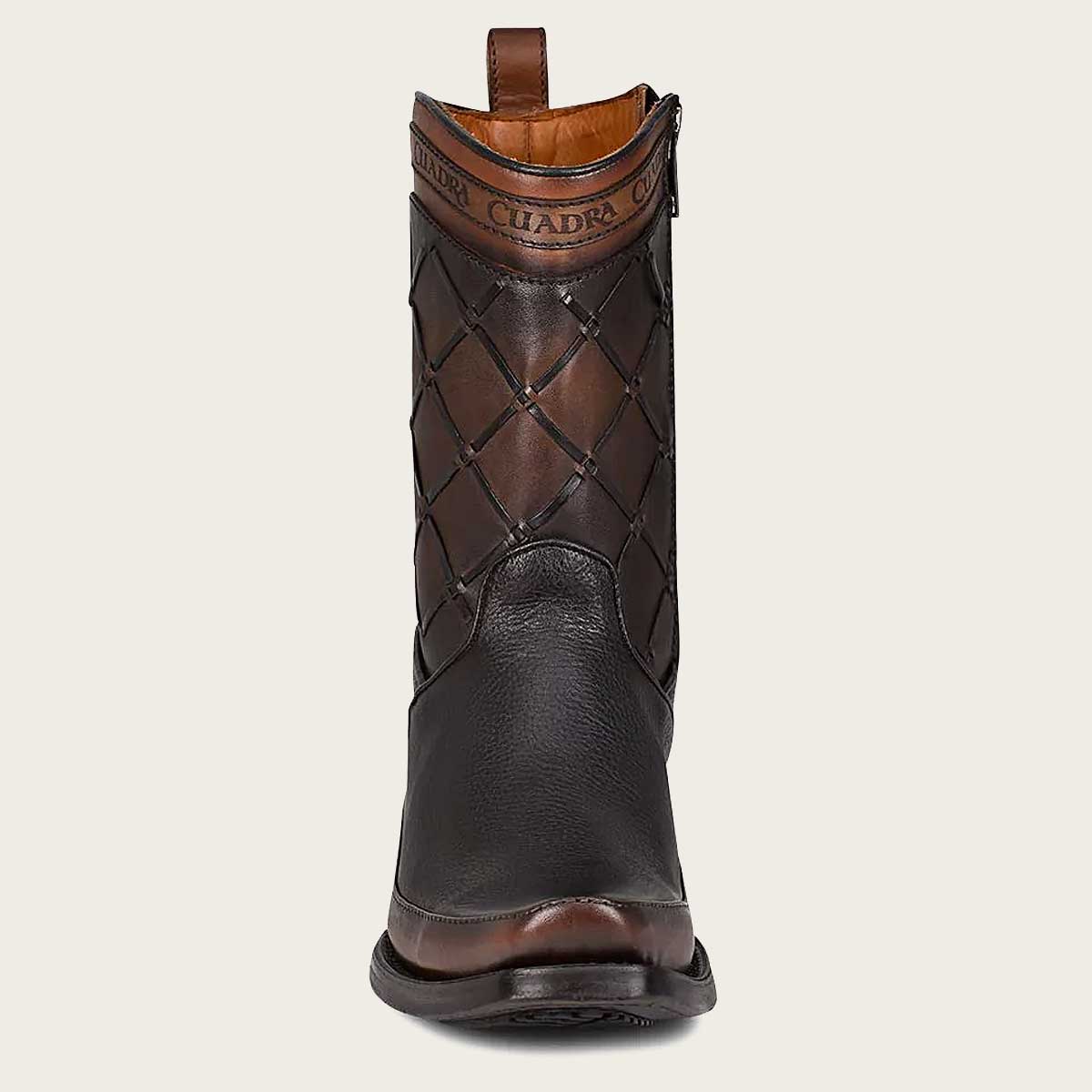 Black hand-painted engraved leather boots - 1J2IRS - Cuadra Shop