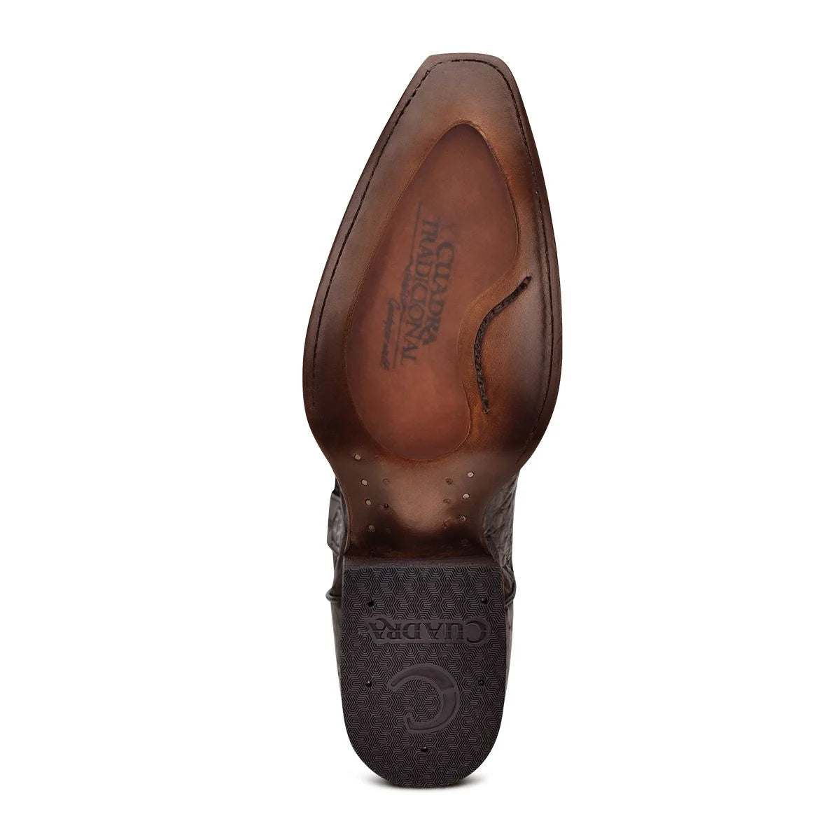 Engraved exotic dark brown leather boot